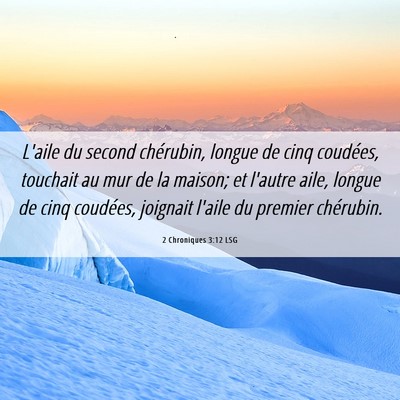 Picture 06 - 2 Chroniques 3:12 LSG - L'aile du second chérubin, longue de cinq - Bible Verse Picture