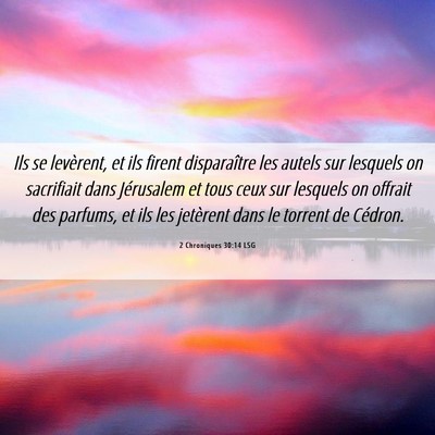 Picture 06 - 2 Chroniques 30:14 LSG - Ils se levèrent, et ils firent disparaître les - Bible Verse Picture