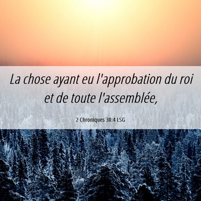 Picture 06 - 2 Chroniques 30:4 LSG - La chose ayant eu l'approbation du roi et de - Bible Verse Picture