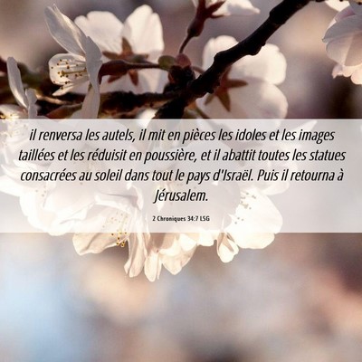 Picture 06 - 2 Chroniques 34:7 LSG - il renversa les autels, il mit en pièces les - Bible Verse Picture