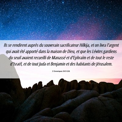 Picture 06 - 2 Chroniques 34:9 LSG - Ils se rendirent auprès du souverain - Bible Verse Picture