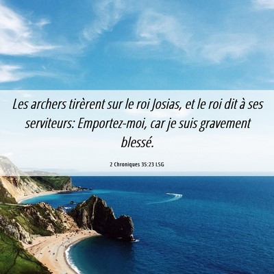 Picture 06 - 2 Chroniques 35:23 LSG - Les archers tirèrent sur le roi Josias, et le - Bible Verse Picture