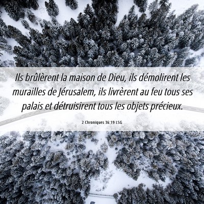 Picture 06 - 2 Chroniques 36:19 LSG - Ils brûlèrent la maison de Dieu, ils - Bible Verse Picture