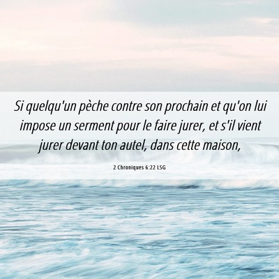 Picture 06 - 2 Chroniques 6:22 LSG - Si quelqu'un pèche contre son prochain et qu'on - Bible Verse Picture