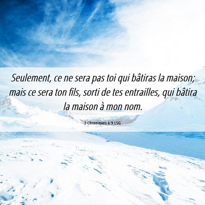 Picture 06 - 2 Chroniques 6:9 LSG - Seulement, ce ne sera pas toi qui bâtiras la - Bible Verse Picture