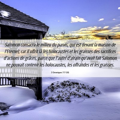 Picture 06 - 2 Chroniques 7:7 LSG - Salomon consacra le milieu du parvis, qui est - Bible Verse Picture