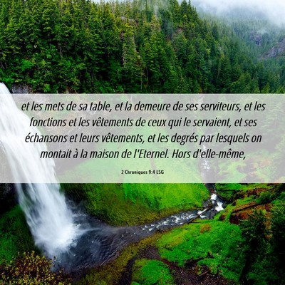 Picture 06 - 2 Chroniques 9:4 LSG - et les mets de sa table, et la demeure de ses - Bible Verse Picture