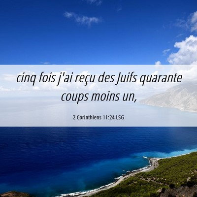 Picture 06 - 2 Corinthiens 11:24 LSG - cinq fois j'ai reçu des Juifs quarante coups - Bible Verse Picture