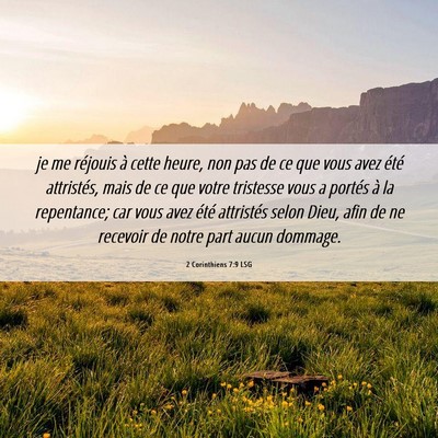 Picture 06 - 2 Corinthiens 7:9 LSG - je me réjouis à cette heure, non pas de ce que - Bible Verse Picture