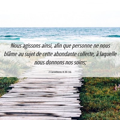 Picture 06 - 2 Corinthiens 8:20 LSG - Nous agissons ainsi, afin que personne ne nous - Bible Verse Picture
