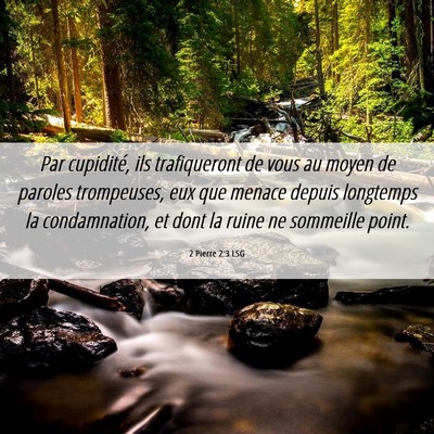 Picture 06 - 2 Pierre 2:3 LSG - Par cupidité, ils trafiqueront de vous au moyen - Bible Verse Picture
