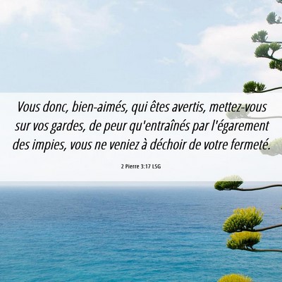 Picture 06 - 2 Pierre 3:17 LSG - Vous donc, bien-aimés, qui êtes avertis, - Bible Verse Picture