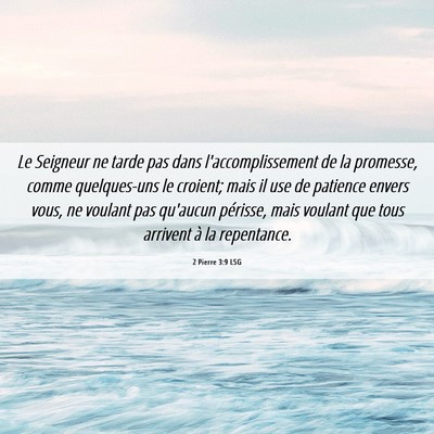 Picture 06 - 2 Pierre 3:9 LSG - Le Seigneur ne tarde pas dans l'accomplissement - Bible Verse Picture