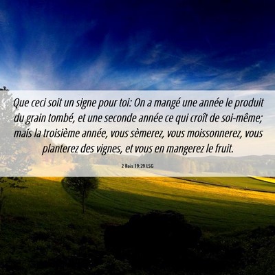 Picture 06 - 2 Rois 19:29 LSG - Que ceci soit un signe pour toi: On a mangé une - Bible Verse Picture