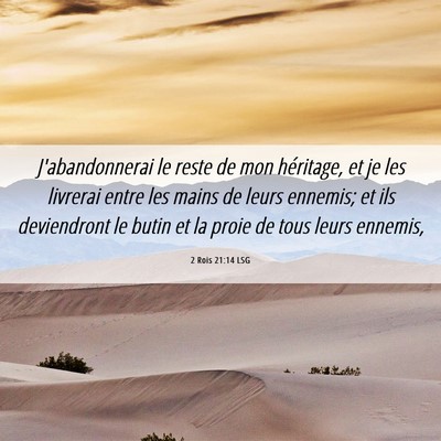 Picture 06 - 2 Rois 21:14 LSG - J'abandonnerai le reste de mon héritage, et je - Bible Verse Picture