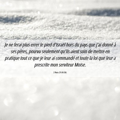 Picture 06 - 2 Rois 21:8 LSG - Je ne ferai plus errer le pied d'Israël hors du - Bible Verse Picture