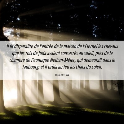 Picture 06 - 2 Rois 23:11 LSG - Il fit disparaître de l'entrée de la maison de - Bible Verse Picture