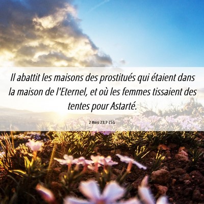 Picture 06 - 2 Rois 23:7 LSG - Il abattit les maisons des prostitués qui - Bible Verse Picture