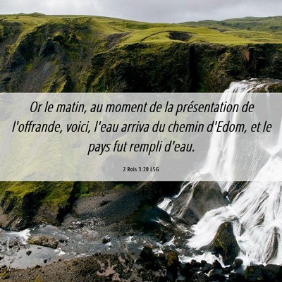 Picture 06 - 2 Rois 3:20 LSG - Or le matin, au moment de la présentation de - Bible Verse Picture