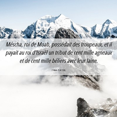 Picture 06 - 2 Rois 3:4 LSG - Méscha, roi de Moab, possédait des troupeaux, - Bible Verse Picture