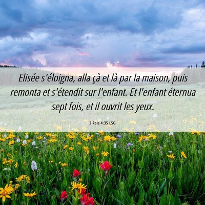 Picture 06 - 2 Rois 4:35 LSG - Elisée s'éloigna, alla çà et là par la - Bible Verse Picture