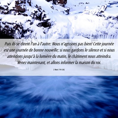 Picture 06 - 2 Rois 7:9 LSG - Puis ils se dirent l'un à l'autre: Nous - Bible Verse Picture