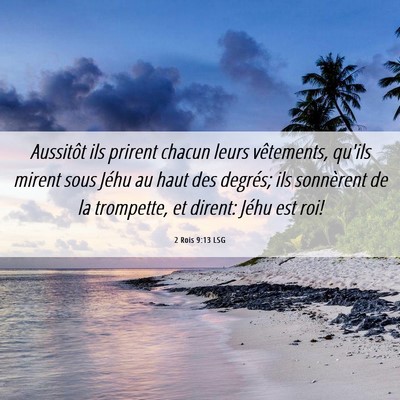 Picture 06 - 2 Rois 9:13 LSG - Aussitôt ils prirent chacun leurs vêtements, - Bible Verse Picture