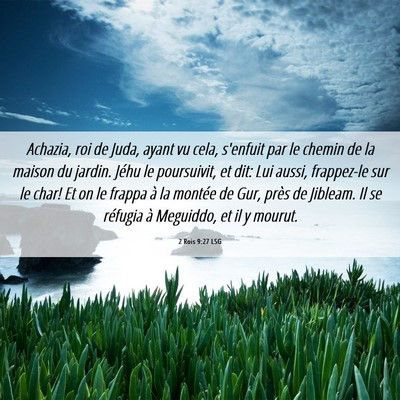 Picture 06 - 2 Rois 9:27 LSG - Achazia, roi de Juda, ayant vu cela, s'enfuit par - Bible Verse Picture