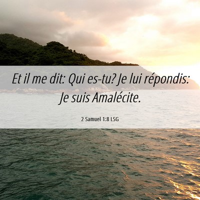 Picture 06 - 2 Samuel 1:8 LSG - Et il me dit: Qui es-tu? Je lui répondis: Je - Bible Verse Picture