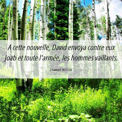 Picture 06 - 2 Samuel 10:7 LSG - A cette nouvelle, David envoya contre eux Joab et - Bible Verse Picture