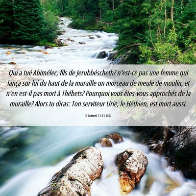 Picture 06 - 2 Samuel 11:21 LSG - Qui a tué Abimélec, fils de Jerubbéscheth? - Bible Verse Picture