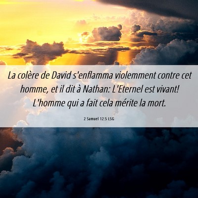 Picture 06 - 2 Samuel 12:5 LSG - La colère de David s'enflamma violemment contre - Bible Verse Picture