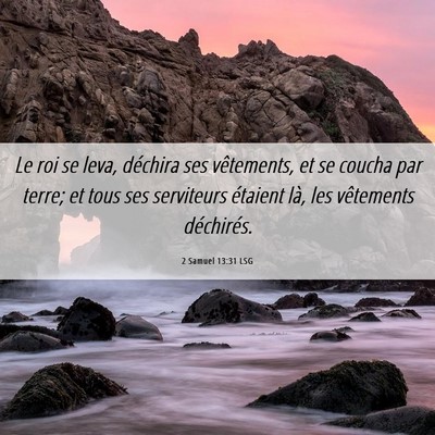 Picture 06 - 2 Samuel 13:31 LSG - Le roi se leva, déchira ses vêtements, et se - Bible Verse Picture