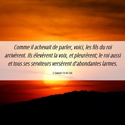 Picture 06 - 2 Samuel 13:36 LSG - Comme il achevait de parler, voici, les fils du - Bible Verse Picture