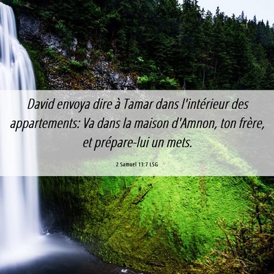 Picture 06 - 2 Samuel 13:7 LSG - David envoya dire à Tamar dans l'intérieur des - Bible Verse Picture