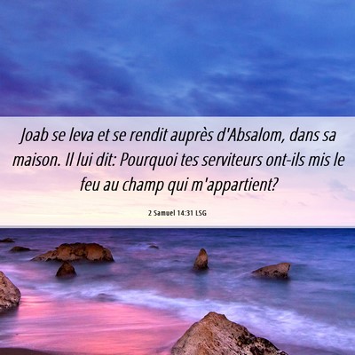 Picture 06 - 2 Samuel 14:31 LSG - Joab se leva et se rendit auprès d'Absalom, dans - Bible Verse Picture
