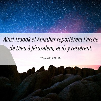 Picture 06 - 2 Samuel 15:29 LSG - Ainsi Tsadok et Abiathar reportèrent l'arche de - Bible Verse Picture