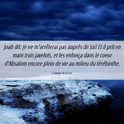 Picture 06 - 2 Samuel 18:14 LSG - Joab dit: Je ne m'arrêterai pas auprès de toi! - Bible Verse Picture