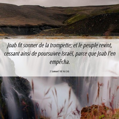 Picture 06 - 2 Samuel 18:16 LSG - Joab fit sonner de la trompette; et le peuple - Bible Verse Picture
