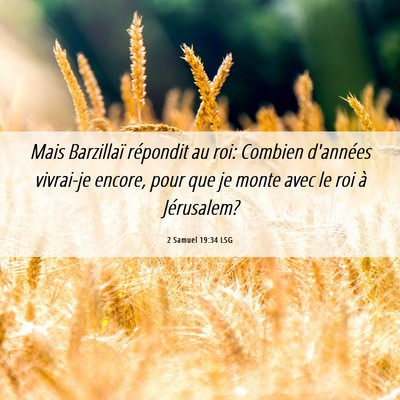 Picture 06 - 2 Samuel 19:34 LSG - Mais Barzillaï répondit au roi: Combien - Bible Verse Picture