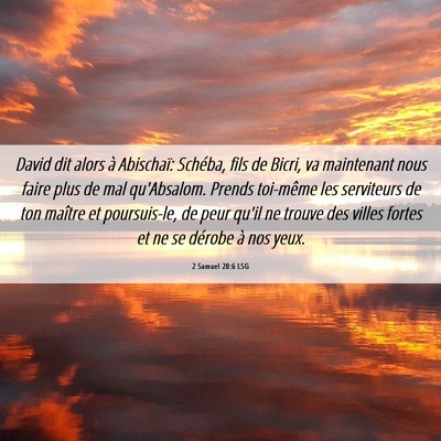 Picture 06 - 2 Samuel 20:6 LSG - David dit alors à Abischaï: Schéba, fils de - Bible Verse Picture