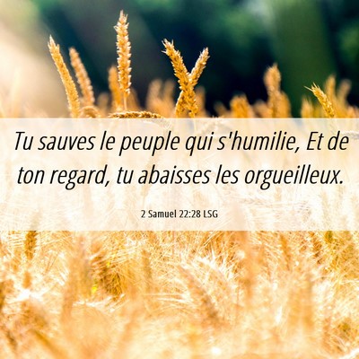 Picture 06 - 2 Samuel 22:28 LSG - Tu sauves le peuple qui s'humilie, Et de ton - Bible Verse Picture