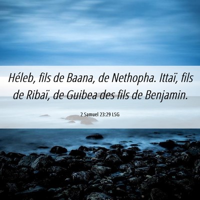 Picture 06 - 2 Samuel 23:29 LSG - Héleb, fils de Baana, de Nethopha. Ittaï, fils - Bible Verse Picture