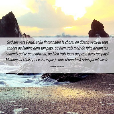 Picture 06 - 2 Samuel 24:13 LSG - Gad alla vers David, et lui fit connaître la - Bible Verse Picture
