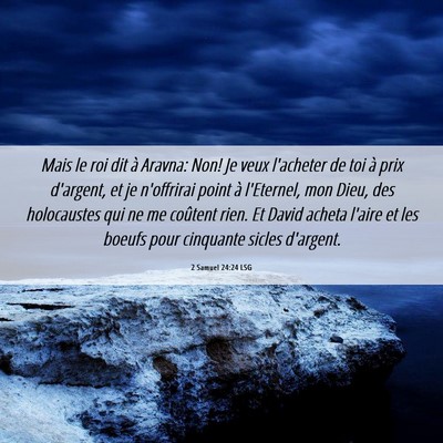 Picture 06 - 2 Samuel 24:24 LSG - Mais le roi dit à Aravna: Non! Je veux l'acheter - Bible Verse Picture