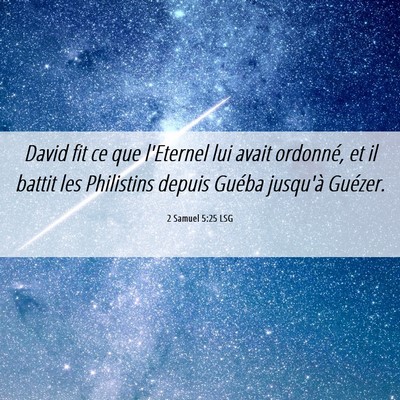 Picture 06 - 2 Samuel 5:25 LSG - David fit ce que l'Eternel lui avait ordonné, et - Bible Verse Picture