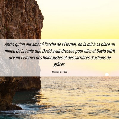 Picture 06 - 2 Samuel 6:17 LSG - Après qu'on eut amené l'arche de l'Eternel, on - Bible Verse Picture