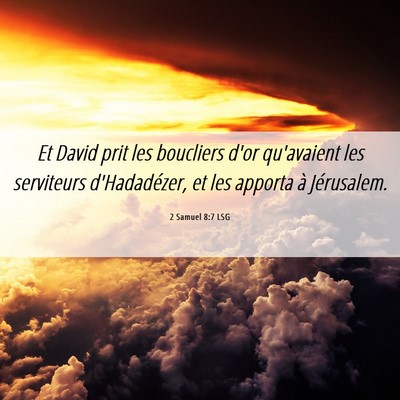 Picture 06 - 2 Samuel 8:7 LSG - Et David prit les boucliers d'or qu'avaient les - Bible Verse Picture