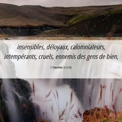 Picture 06 - 2 Timothée 3:3 LSG - insensibles, déloyaux, calomniateurs, - Bible Verse Picture