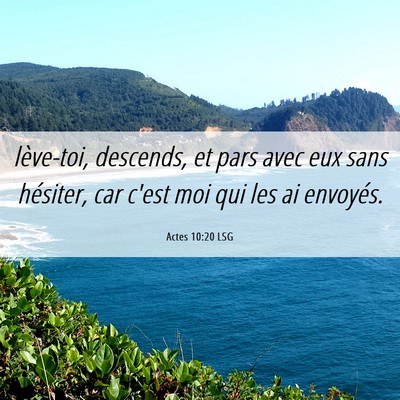 Picture 06 - Actes 10:20 LSG - lève-toi, descends, et pars avec eux sans - Bible Verse Picture